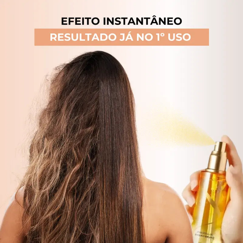 FiosGold™: Spray Finalizador para Cabelos - Hidrata, Nutre, Alisa e Fortelece os Fios