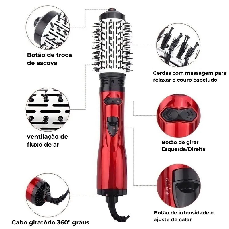 Escova Secadora Rotativa Pro Styler - Giros em 360º [Seca, alisa, modela e dá brilho]