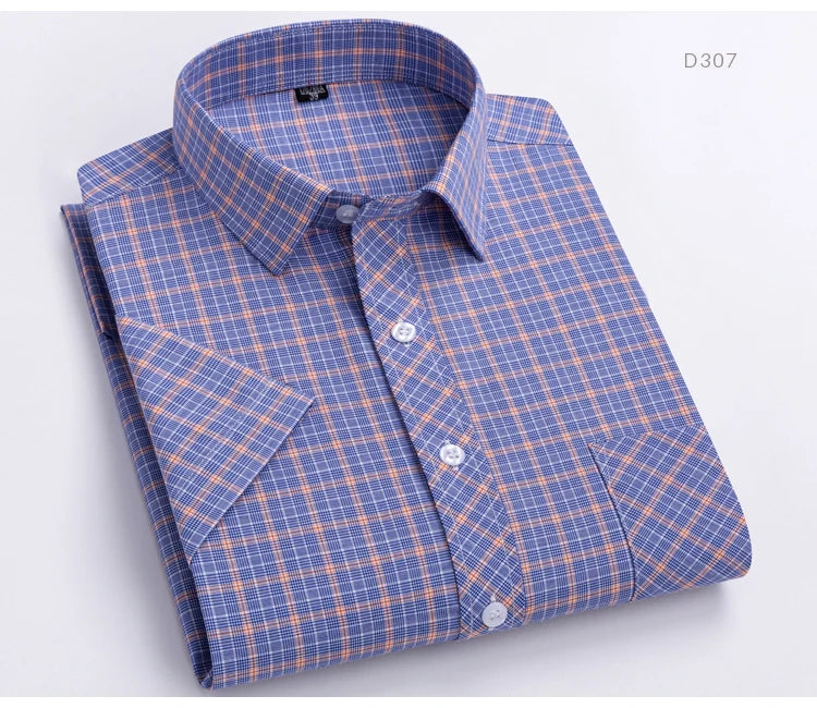 Camisa Casual Xadrez Manga Curta 100% Algodão
