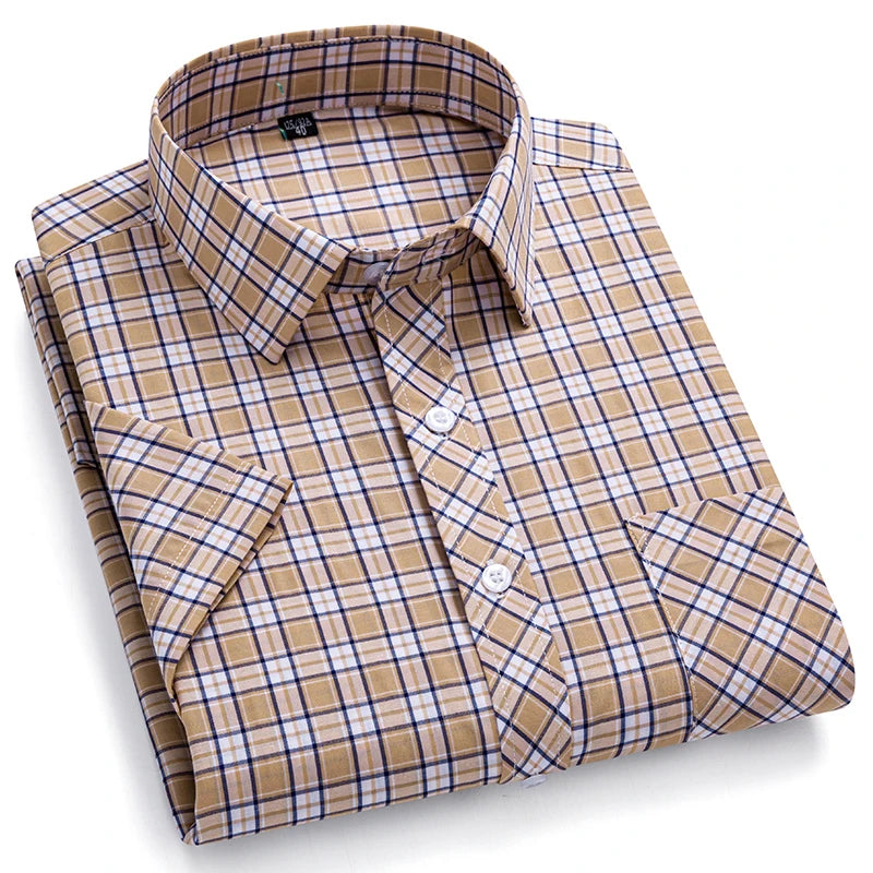 Camisa Casual Xadrez Manga Curta 100% Algodão