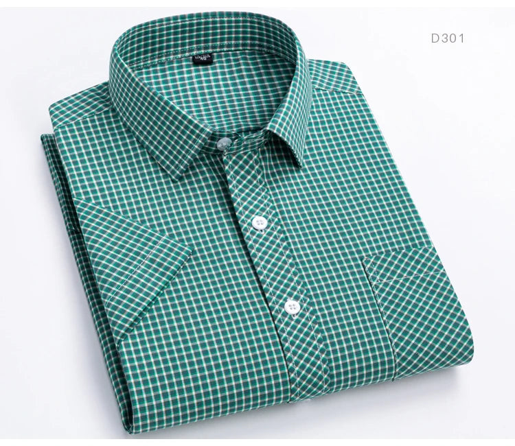 Camisa Casual Xadrez Manga Curta 100% Algodão