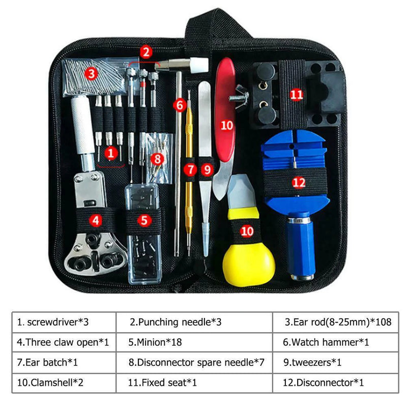 Kit Profissional de Manutenção de Relógios com 147 Peças