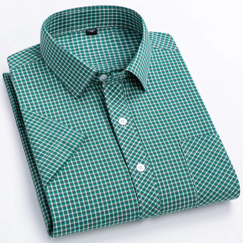 Camisa Casual Xadrez Manga Curta 100% Algodão