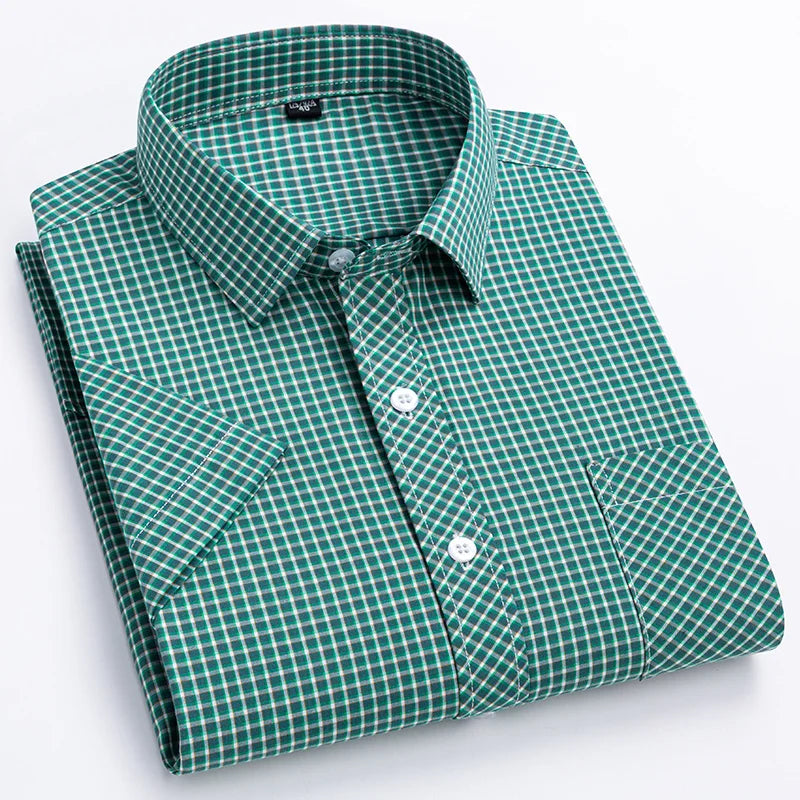 Camisa Casual Xadrez Manga Curta 100% Algodão
