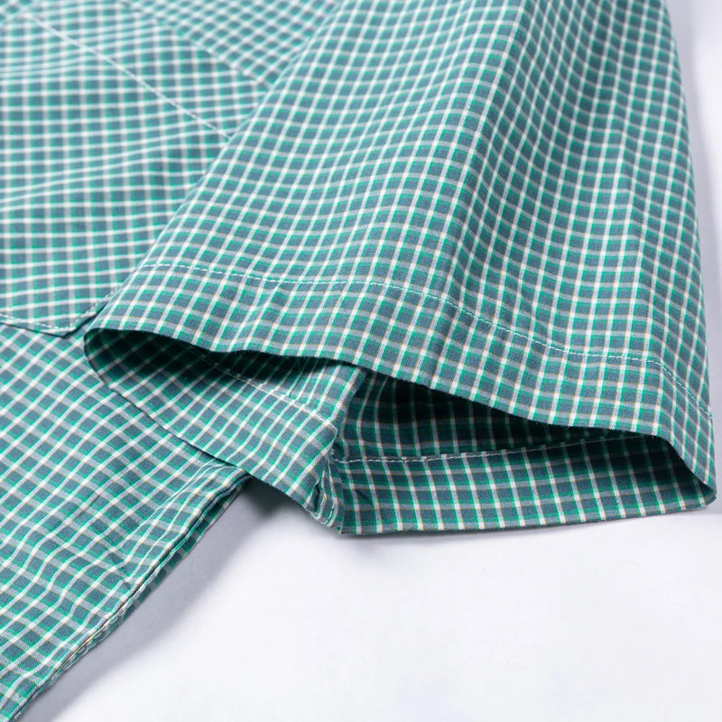 Camisa Casual Xadrez Manga Curta 100% Algodão