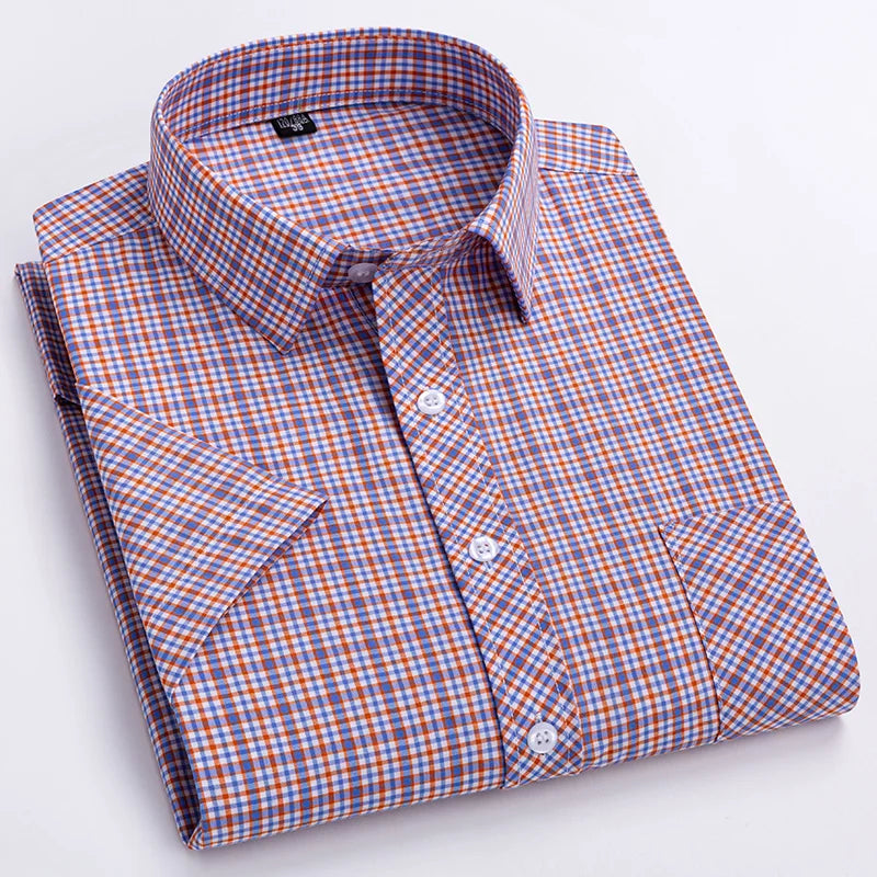 Camisa Casual Xadrez Manga Curta 100% Algodão