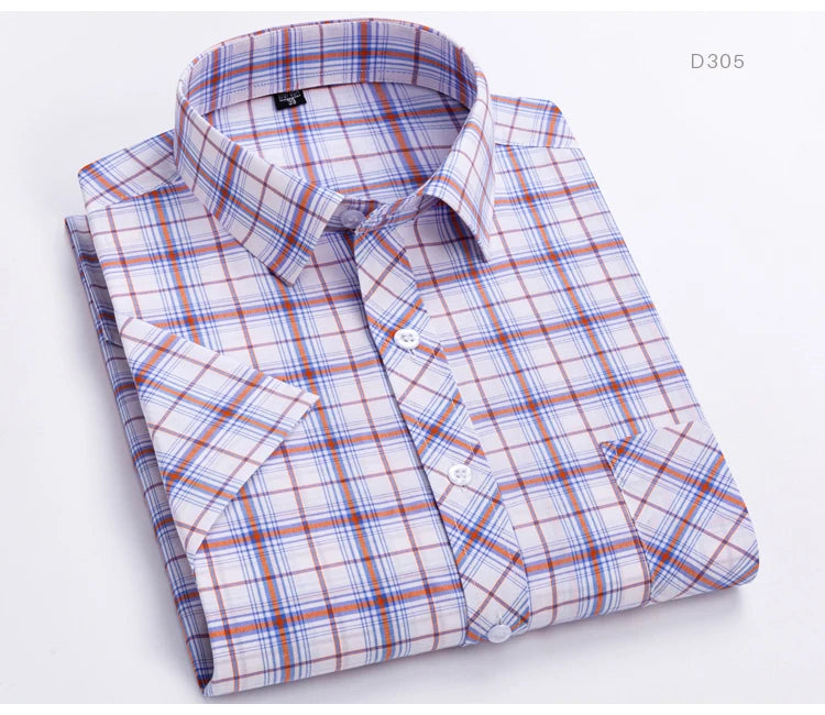Camisa Casual Xadrez Manga Curta 100% Algodão