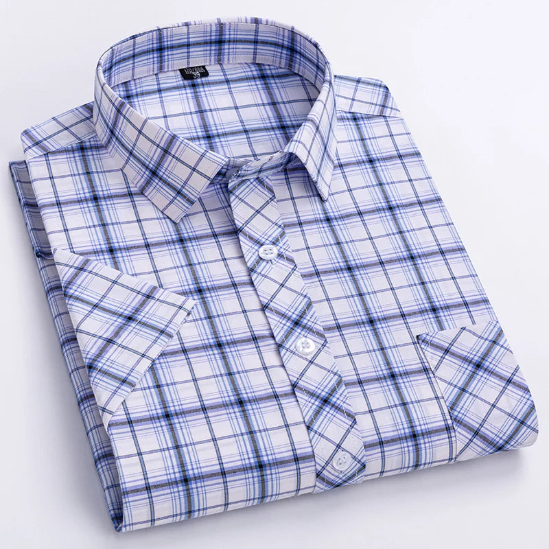 Camisa Casual Xadrez Manga Curta 100% Algodão