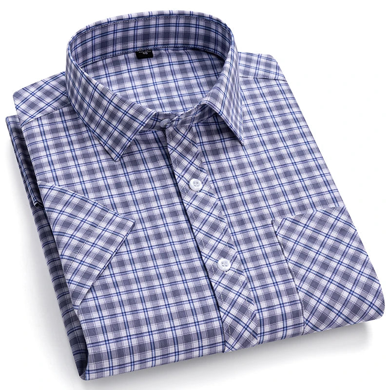 Camisa Casual Xadrez Manga Curta 100% Algodão