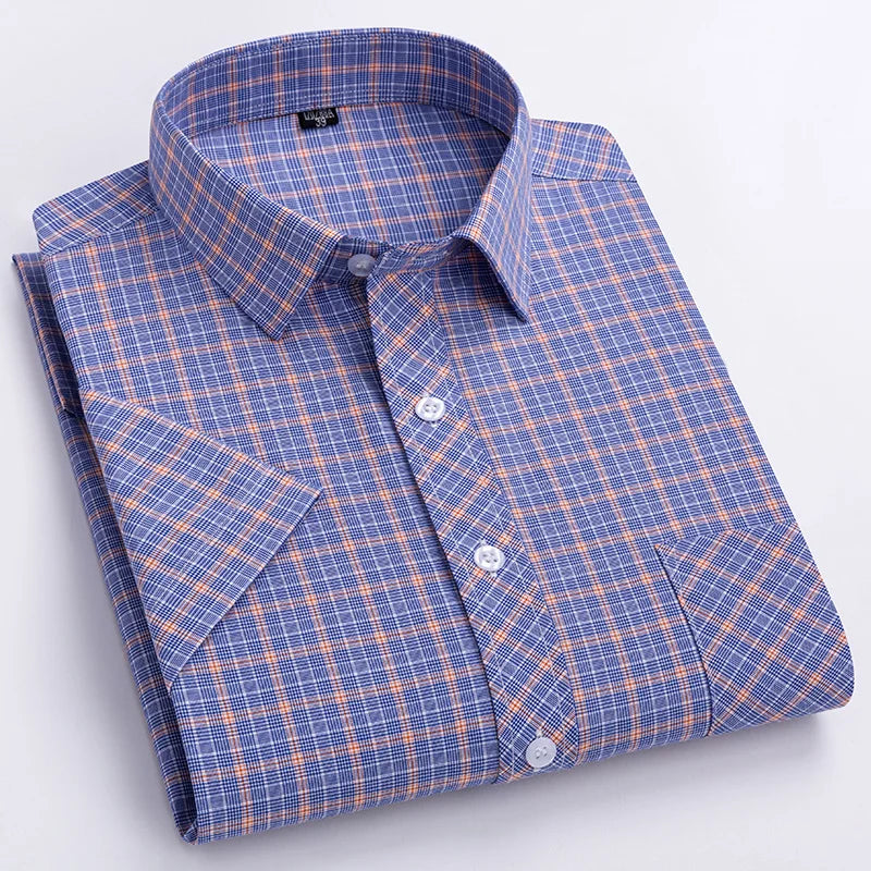 Camisa Casual Xadrez Manga Curta 100% Algodão