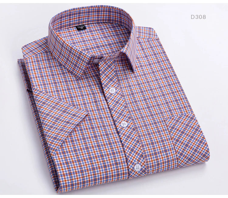 Camisa Casual Xadrez Manga Curta 100% Algodão