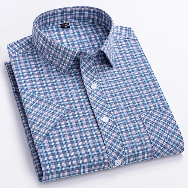 Camisa Casual Xadrez Manga Curta 100% Algodão