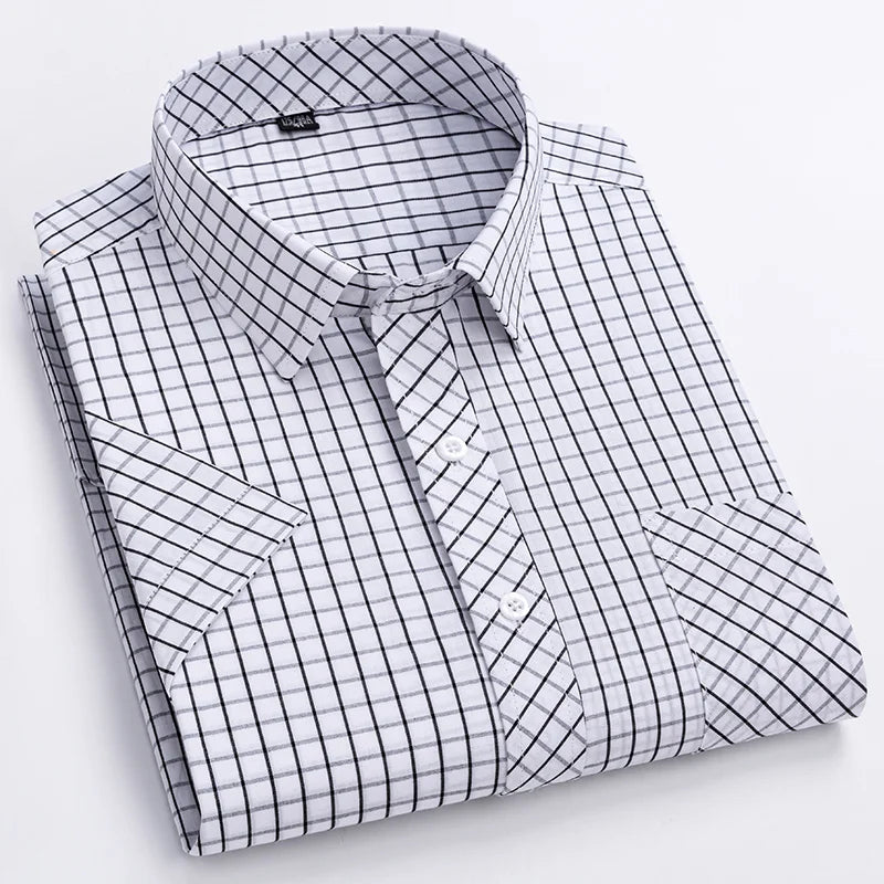 Camisa Casual Xadrez Manga Curta 100% Algodão